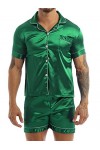 Sudemota Pyjama Ensembles Ensemble de Pyjamas en Satin de Soie for Hommes Ensemble de Pyjamas Courts Ensemble de vêtements de