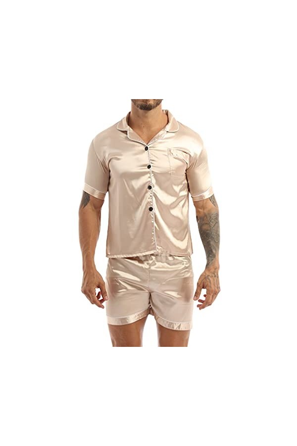 Sudemota Pyjama Ensembles Ensemble de Pyjamas en Satin de Soie for Hommes Ensemble de Pyjamas Courts Ensemble de vêtements de
