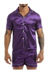 Sudemota Pyjama Ensembles Ensemble de Pyjamas en Satin de Soie for Hommes Ensemble de Pyjamas Courts Ensemble de vêtements de
