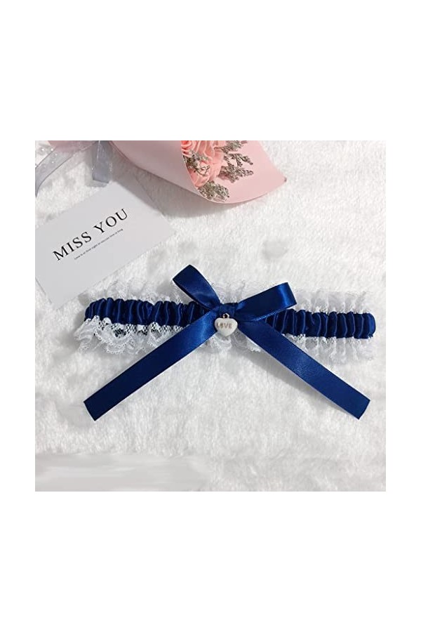 JJZXD Garter de mariage Gartières nuptiales extensibles avec un arc de satin pendentif coeur for les accessoires de mariée C