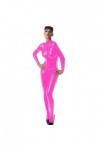 JQYTEN Sexy femmes PVC pieds Catsuit col roulé maigre body à manches longues combinaison exotique tout match Cosplay Costume