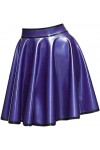 IDOBLO Mini Jupes Balançoires en Latex Sexy Violet Et Noir avec Fermeture Éclair À Larrière Bas en Caoutchouc Courts,Couleur