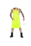 JQYTEN Hommes nouveauté robe dos nu PVC scène Performance Costume Sexy serveur Cosplay uniforme dos croisé robe à bretelles
