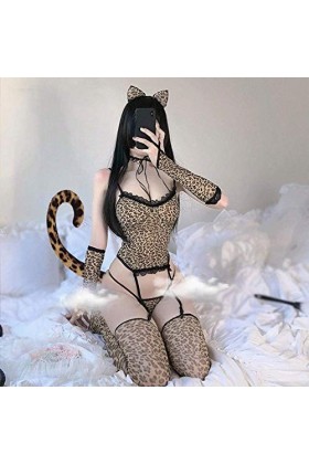 Lingerie sexy Bodys pour femmes Lingerie sexy imprimé léopard cosplay femme animal sauvage costume dHalloween discothèque ch