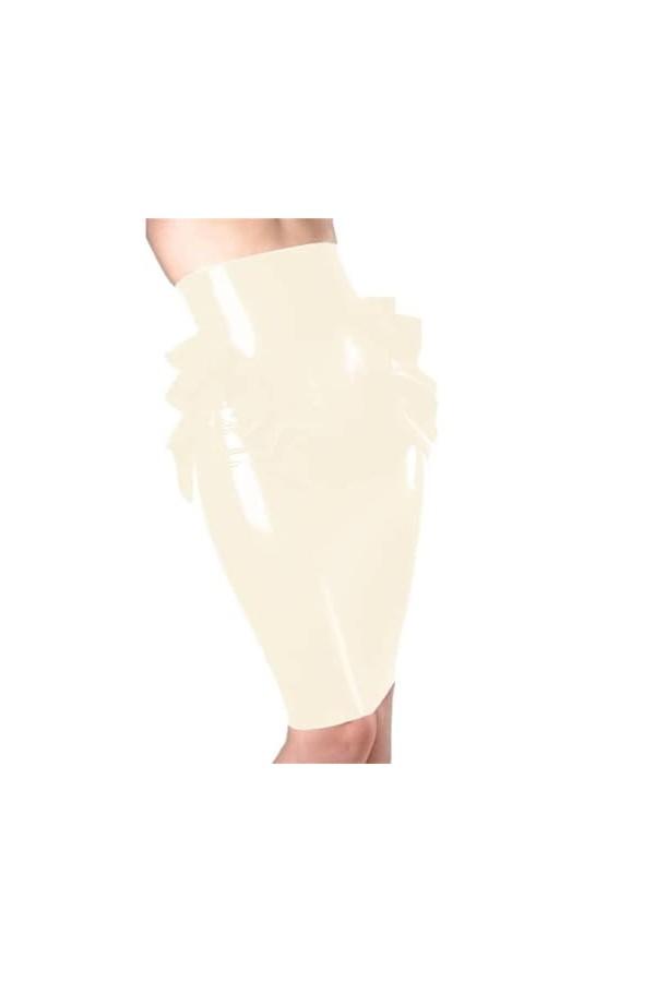 JQYTEN Dame Brillant PVC Cuir Jupe Crayon Sexy Taille Haute Bureau Moulante Jupe Vinyle Volants Brillant Moulante Jupe vêteme