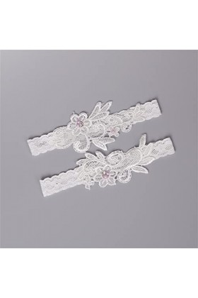 ZLXDP Garteurs de Mariage en Dentelle en Perles Fleur de jarretières Sexy 2pc
