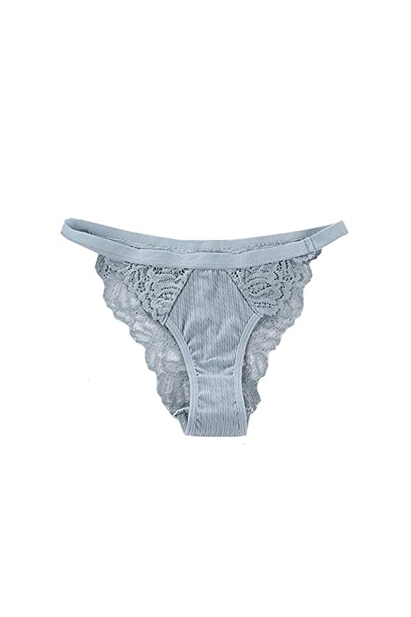 Culotte invisible pour femme - Culotte sexy sans couture - String taille basse - Couleur unie - Nœud en dentelle - Pour femme