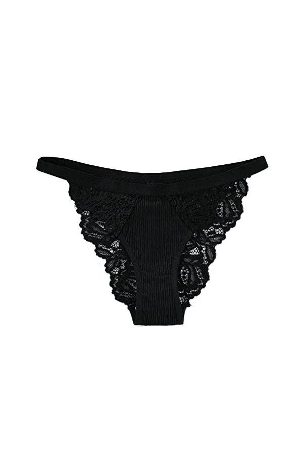 Culotte invisible pour femme - Culotte sexy sans couture - String taille basse - Couleur unie - Nœud en dentelle - Pour femme