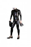 DCIUSTFHE Hommes Sexy Sac Complet Miroir Noir Latex Ammoniacal Fermeture Éclair Combinaison Moulante Boîte De Nuit Bar DS Jeu