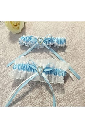 GJRFYJ Garter de mariage Blue Blanc Bow Sexy Garters 2pcs Set for les femmes Bride Femme Rague de cuisse Bridal Garter Color