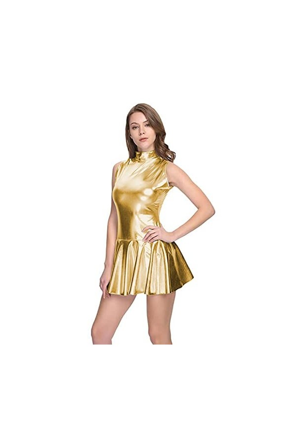 Mini robe sexy pour femme avec fermeture éclair dans le dos, robe de danse trapèze, robes plissées dété sans manches, vêteme