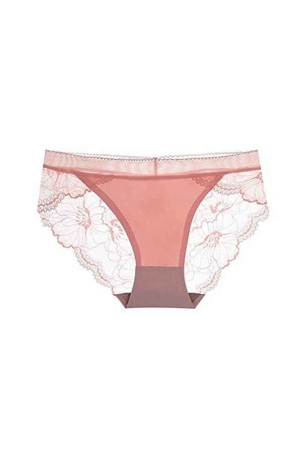ZYSWP Glace Soie Couture Sans Couture Dentelle Garniture Culotte Femme Creuse Sexy Culotte En Coton Respirant Entrejambe Dame