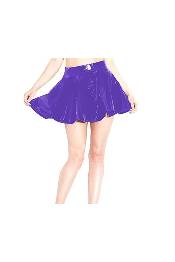 Jupe gothique punk en PVC, violet, 4XL