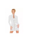 Mini robe sexy en PVC avec fermeture éclair et col roulé pour femme Rose Taille 5XL