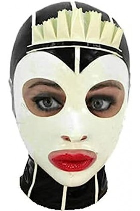 Capuche En Latex Avec Dentelle Frontale Femme De Chambre Uniforme Masque En Caoutchouc Dos Fermeture Éclair Cosplay Tenue De 