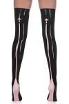 Bas Longs Sexy En Latex Avec Croix Et Rayures À Larrière,Noir + Rose,Moyen