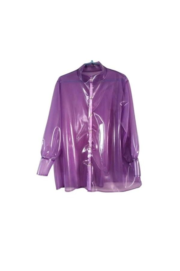 100% latex Rubber Gummi Purple Jacket, élégant, confortable, jeu de rôle, fête 0,4 mm