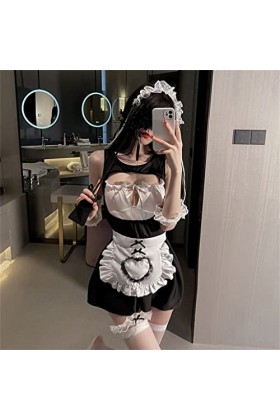 XOUVY Lingerie Femme Petite Poitrine Uniforme Chaud Mignon Ensemble de Pyjamas sous-vêtements de Jeu de rôle D Talla ?nica 