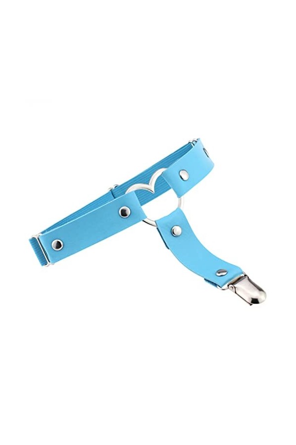 HYCYYFC Ceinture Femme Sexy élasticité Harnais Coeur Jambe chaîne Porte-Jarretelles Cosplay Goth Cuir Cuisse Anneau jarretièr