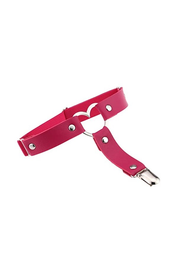 HYCYYFC Ceinture Femme Sexy élasticité Harnais Coeur Jambe chaîne Porte-Jarretelles Cosplay Goth Cuir Cuisse Anneau jarretièr