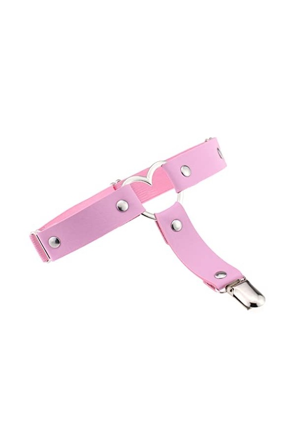 HYCYYFC Ceinture Femme Sexy élasticité Harnais Coeur Jambe chaîne Porte-Jarretelles Cosplay Goth Cuir Cuisse Anneau jarretièr