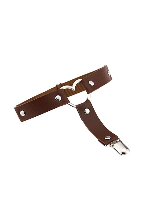 HYCYYFC Ceinture Femme Sexy élasticité Harnais Coeur Jambe chaîne Porte-Jarretelles Cosplay Goth Cuir Cuisse Anneau jarretièr