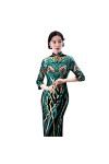 Bervoco Robe Cheongsam fine en velours à paillettes pour femme, 8852-3, Taille 3XL