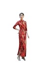 Bervoco Robe Cheongsam fine en velours à paillettes pour femme, 8852-3, Taille 3XL