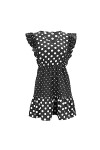 CHYSP Été Robes pour Femmes Polka Points Coutures à Volants Robes Courtes Robes Courtes décontractées Jupe de Vacances Color