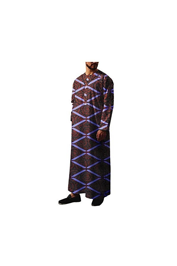 Kuendrem Tenue Dashiki à manches longues pour homme - Confortable - Ankara - Grande taille - - 6X-Large
