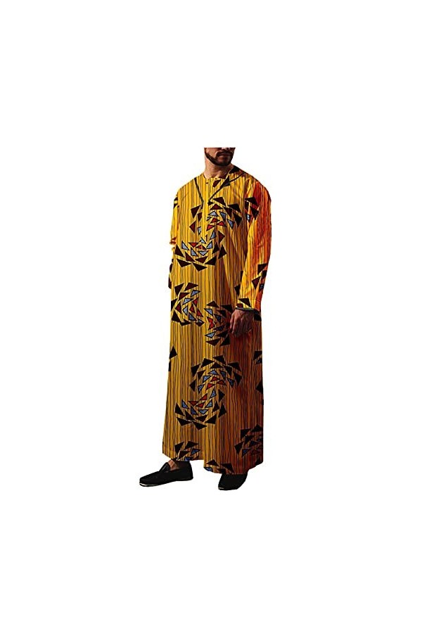 Kuendrem Tenue Dashiki à manches longues pour homme - Confortable - Ankara - Grande taille - - 6X-Large