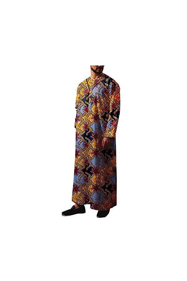 Kuendrem Tenue Dashiki à manches longues pour homme - Confortable - Ankara - Grande taille - - 6X-Large