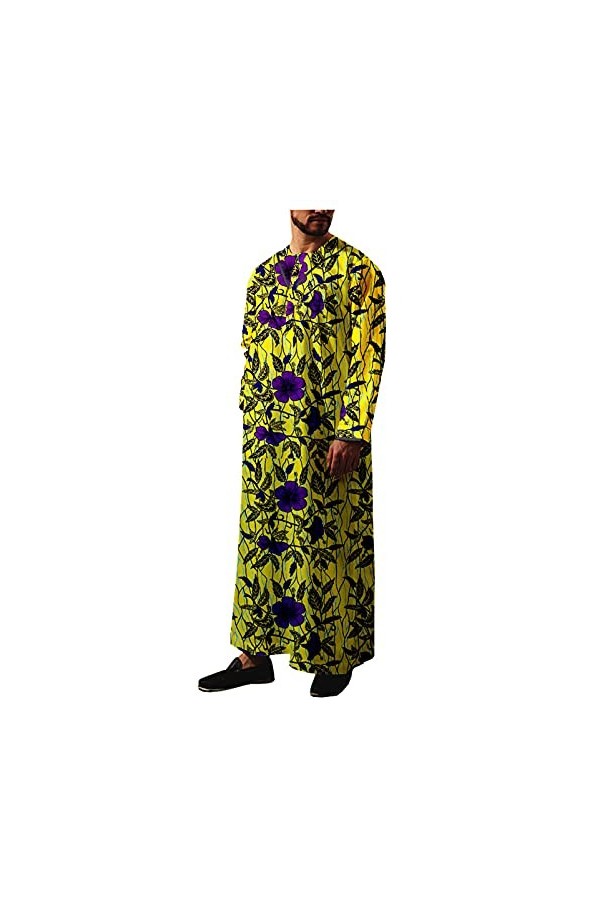Kuendrem Tenue Dashiki à manches longues pour homme - Confortable - Ankara - Grande taille - - 6X-Large
