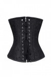 Corset en Brocart Noir avec Baleines en Acier et Fermeture éclair pour Femme - Noir - 70 pour Le Tour de Taille 46"-47" 