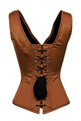 CorsetsNmore Costume Gothique en Dentelle Marron avec Bretelles - Marron - 68 pour Le Tour de Taille 44"-45" 
