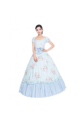 Robe de fête du Sud de la Guerre civile 19ème siècle Robe de Belle du Sud Robe de fête Robes victoriennes - Bleu - X-Small