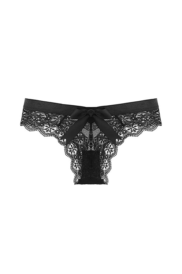 Ensemble Couple Africain Femmes 1 Pièce Culotte Rose Floral Dentelle Bow Back Panty Transparent Évider Sous-Vêtements Confort