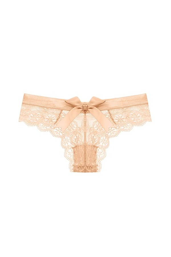 Ensemble Couple Africain Femmes 1 Pièce Culotte Rose Floral Dentelle Bow Back Panty Transparent Évider Sous-Vêtements Confort