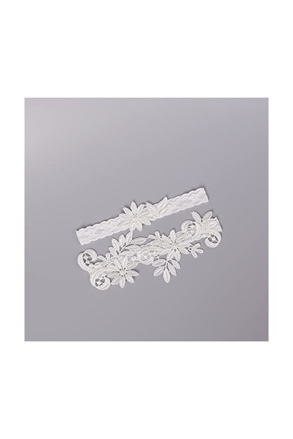 MJWDP Gartières de Mariage Fleur de Dentelle Blanche Gartières Sexy 2pcs Set for la Jambe de mariée de Bride Women
