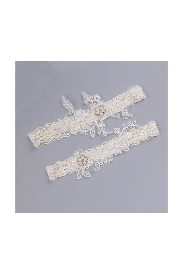 MJWDP Mariage Garter Perle de Fleur Blanche jarretières Sexy 2pcs Set for Femmes Femme mariée Ring h Bag de Cuisse