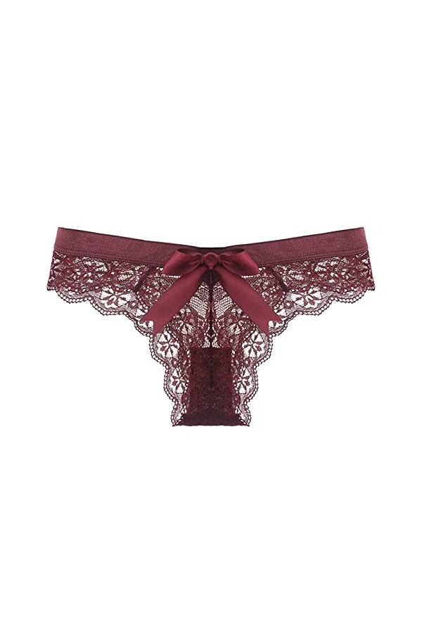 Ensemble Couple Africain Femmes 1 Pièce Culotte Rose Floral Dentelle Bow Back Panty Transparent Évider Sous-Vêtements Confort