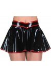 ANTIY Garnitures Noires Et Rouges Mini Jupes en Latex Sexy Courtes sans Fermetures À Glissière Bas en Caoutchouc,Bordure Roug