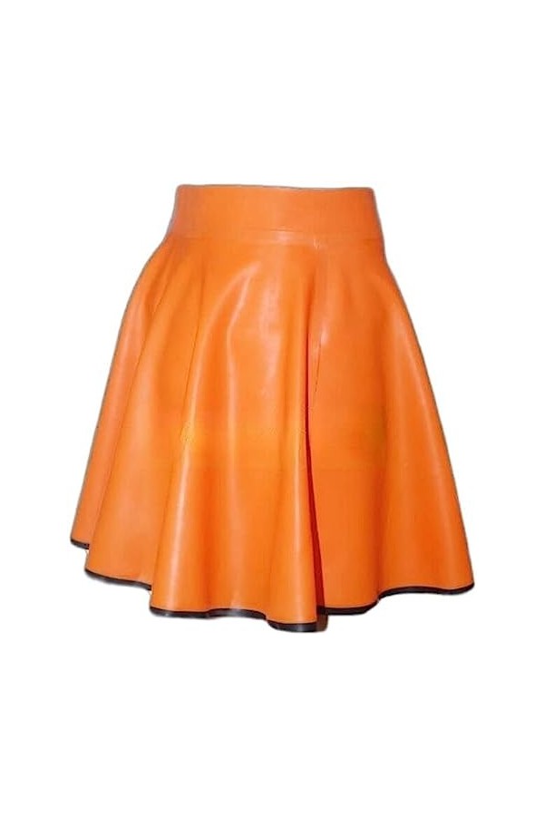 Jupes En Latex Sexy Avec Bordures Orange Et Noires Avec Uniforme En Caoutchouc,Orange,Grand