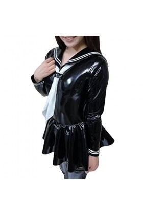 VETCS Femmes Japonais Sexy écolière Cosplay Costume Adulte Latex Spandex Cuir Jeu de Rôle Uniforme pour Sexe/Jeu,Noir,3XL