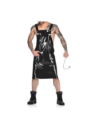JQYTEN Men Novelty Backless Dress PVC Stage Performance Costume Sexy Waiter Cosplay Uniform Back Criss Cross Strap Dress
