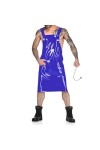 JQYTEN Men Novelty Backless Dress PVC Stage Performance Costume Sexy Waiter Cosplay Uniform Back Criss Cross Strap Dress