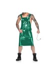 JQYTEN Men Novelty Backless Dress PVC Stage Performance Costume Sexy Waiter Cosplay Uniform Back Criss Cross Strap Dress