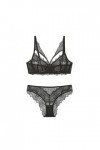Lingerie Sexy Femmes Dentelle Push Up Motif De Broderie À Armatures Évider Le Dos Soutien-Gorge Et Culotte Ensemble Color : 
