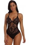 Sexy Creux Halter Cils Dentelle Combinaison Pyjama Femme Dentelle Lingerie Sexy Chemise de Nuit Vêtements de Nuit Couleur : 