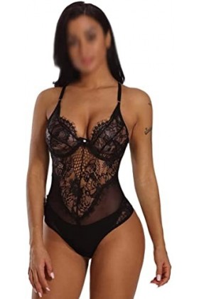 Sexy Hollow Halter Cils Dentelle Jumpsuit Pyjama Femme Dentelle Lingerie Sexy Chemise de Nuit Vêtements de Nuit Couleur : D,